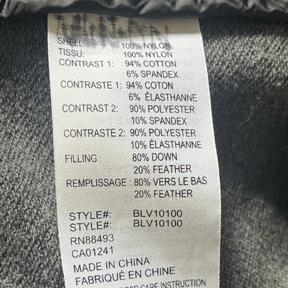 Women's Blanc Noir Down Feathers Vest Gray Black Netting Design Sz Med - Picture 6 of 7